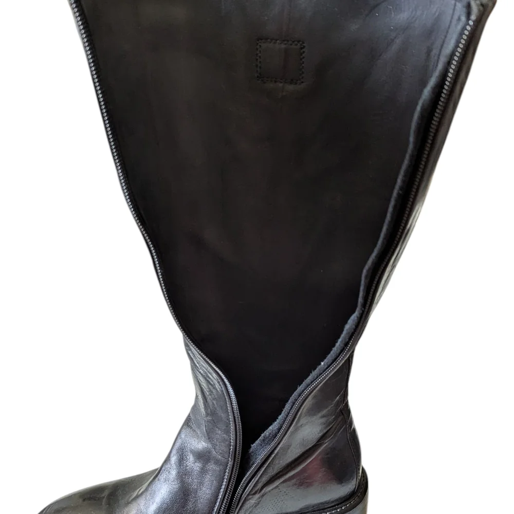 Lemargo Italian Leather Black Knee High Boots - Picture 9 of 15